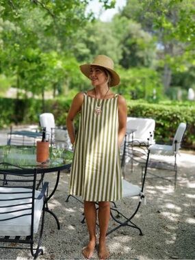 Buru x Megan Stokes Size S Green & Brown Stripe The Megan MINI Dress NEW
